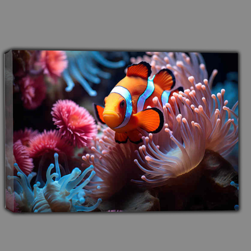 Buy Canvas : (The Clown fish is in the sea anemone)