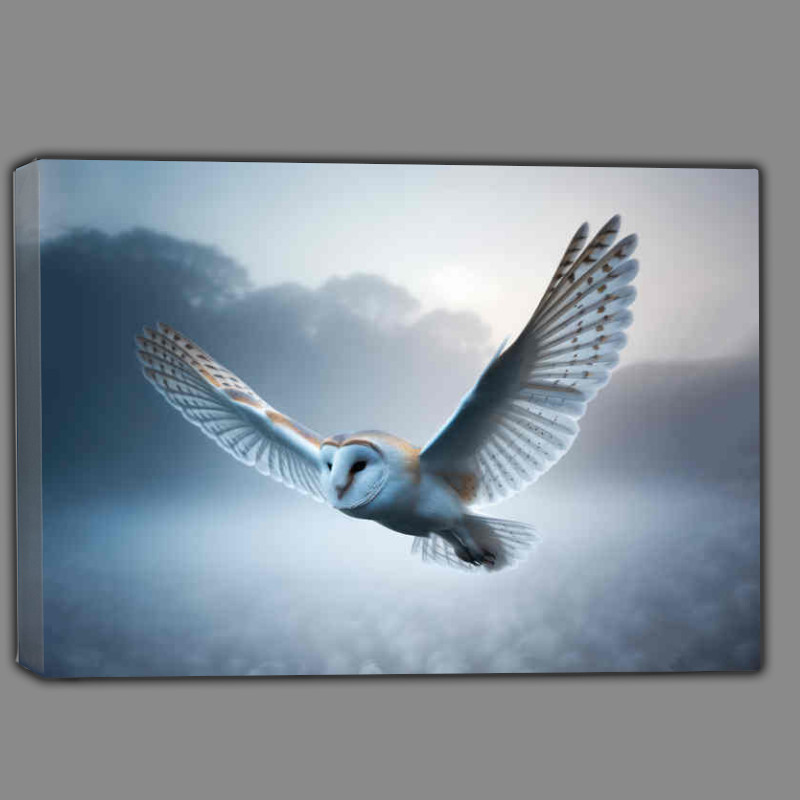 Buy Canvas : (Barn Owl in Morning mist full flight)