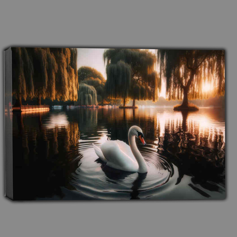 Buy Canvas : (Swan Gliding on the lake)