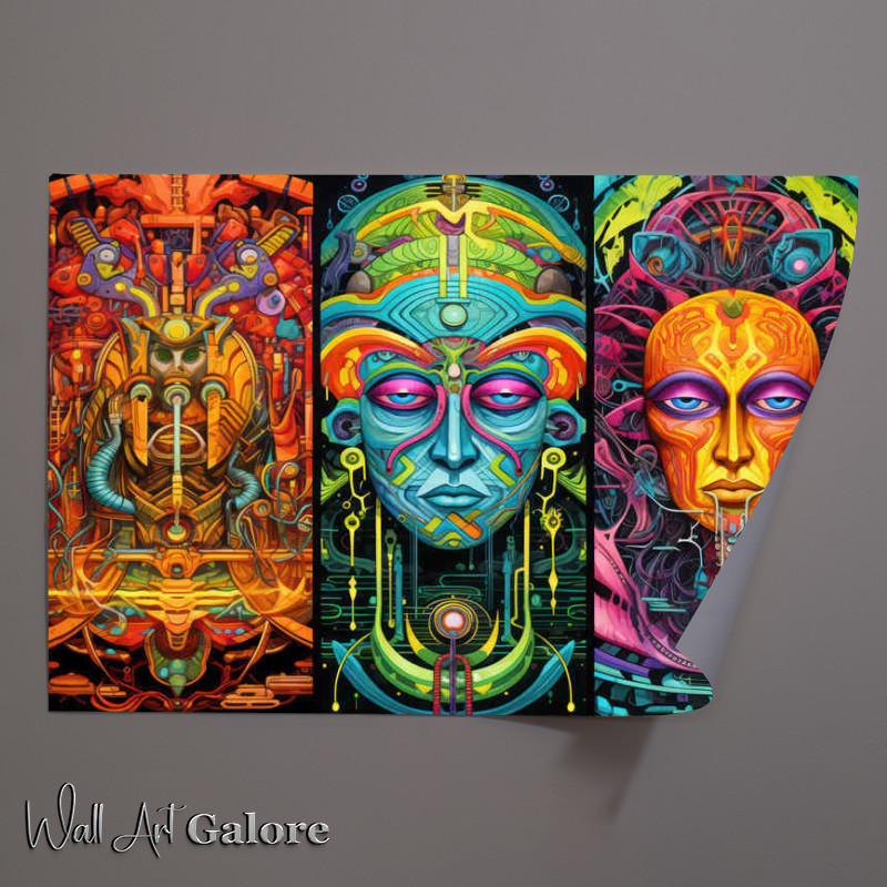 Buy Unframed Poster : (Aztec style faces to the gods)