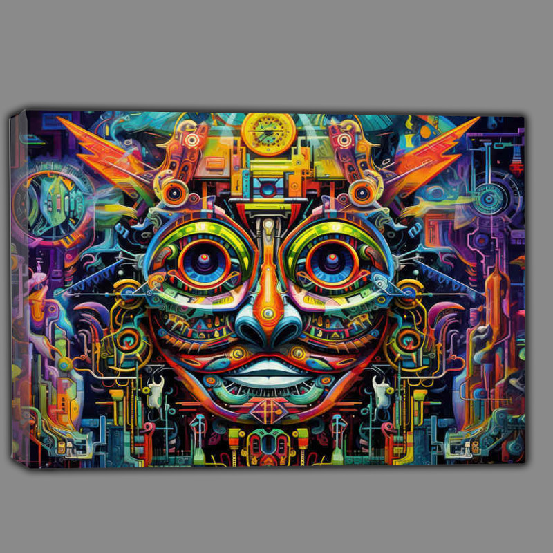 Buy Canvas : (Colourful Aztec style face abstract)