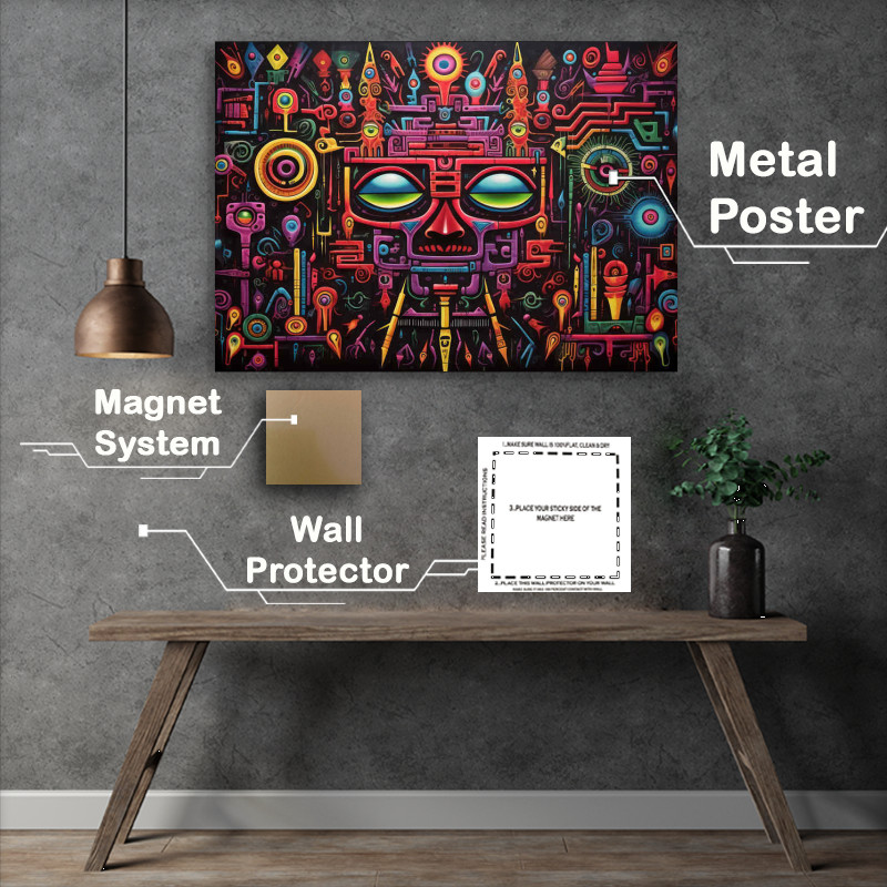 Buy Metal Poster : (Face in shapes colourful and bright)