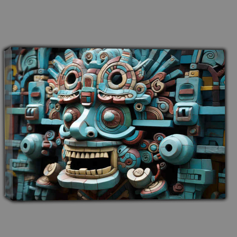 Buy Canvas : (Mayan gods face is depicted in ceramic art)