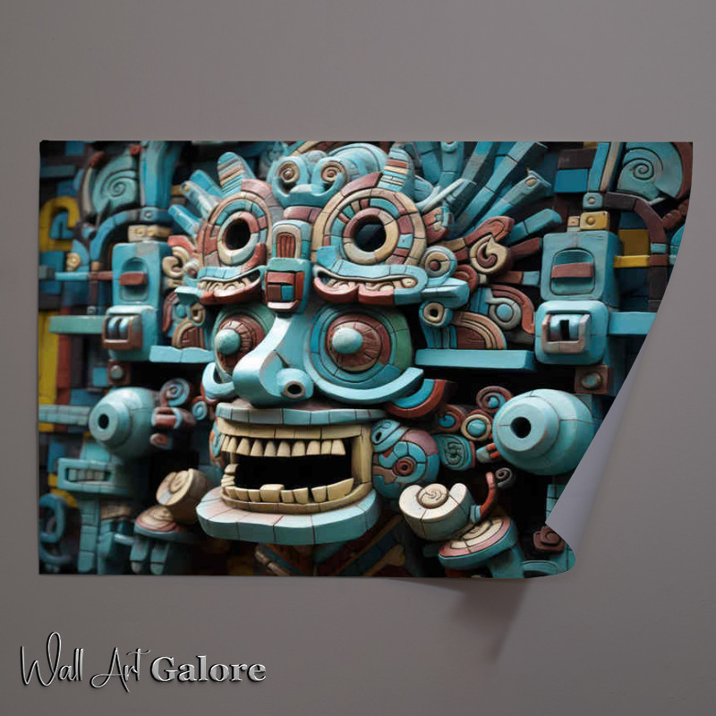 Buy Unframed Poster : (Mayan gods face is depicted in ceramic art)