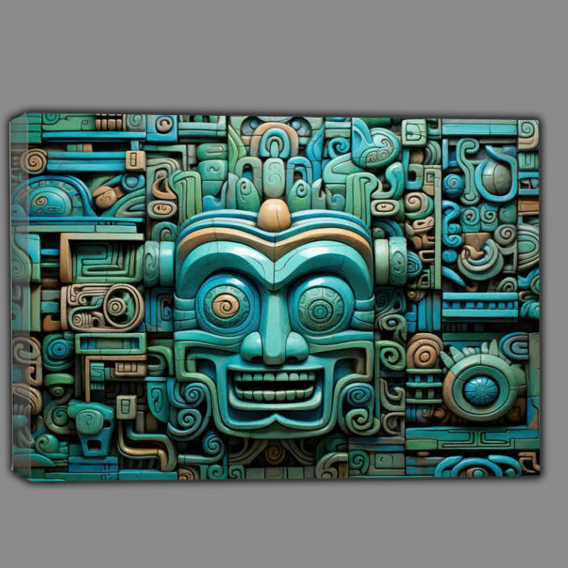Buy Canvas : (Mayan relief sculpture mayan monument aztec style)