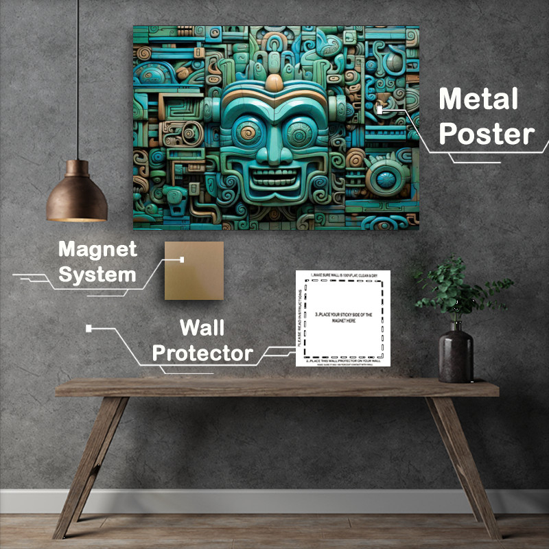 Buy Metal Poster : (Mayan relief sculpture mayan monument aztec style)