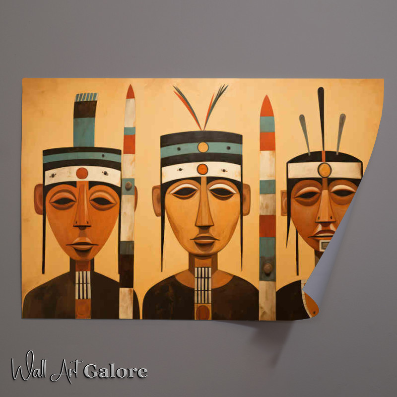 Buy Unframed Poster : (Three Men Painted style Native American)