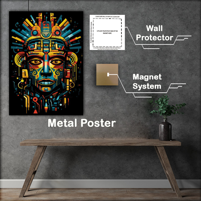 Buy Metal Poster : (Abstract aztec man with a painted style)