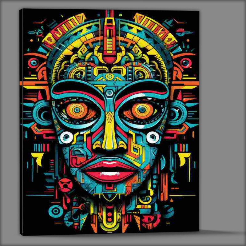 Buy Canvas : (Art Aztec Mans face in a geometric style)