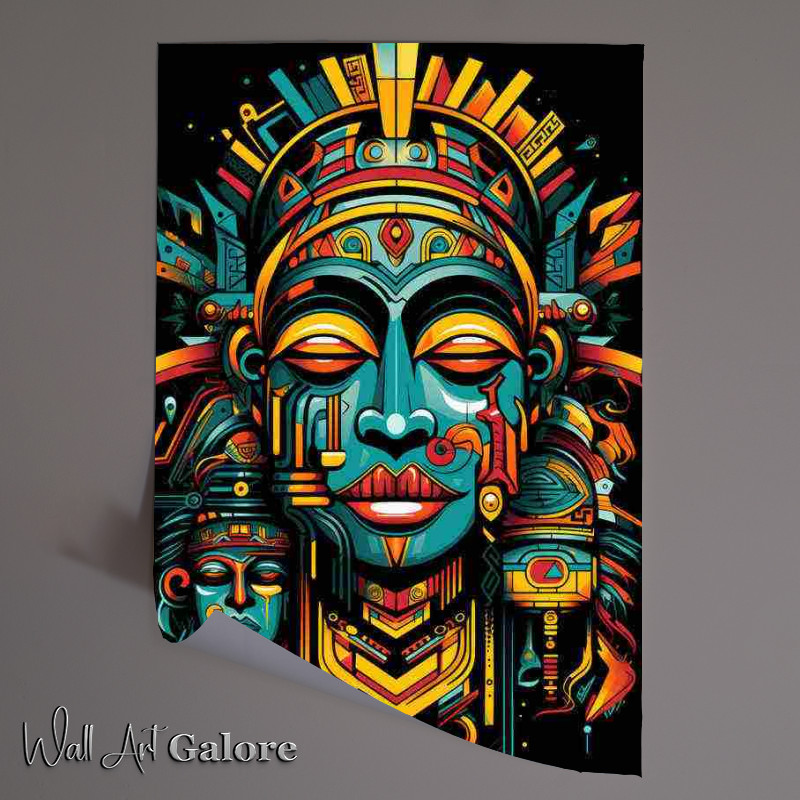 Buy Unframed Poster : (Art aztec art deco art in the style of postmodern Man)