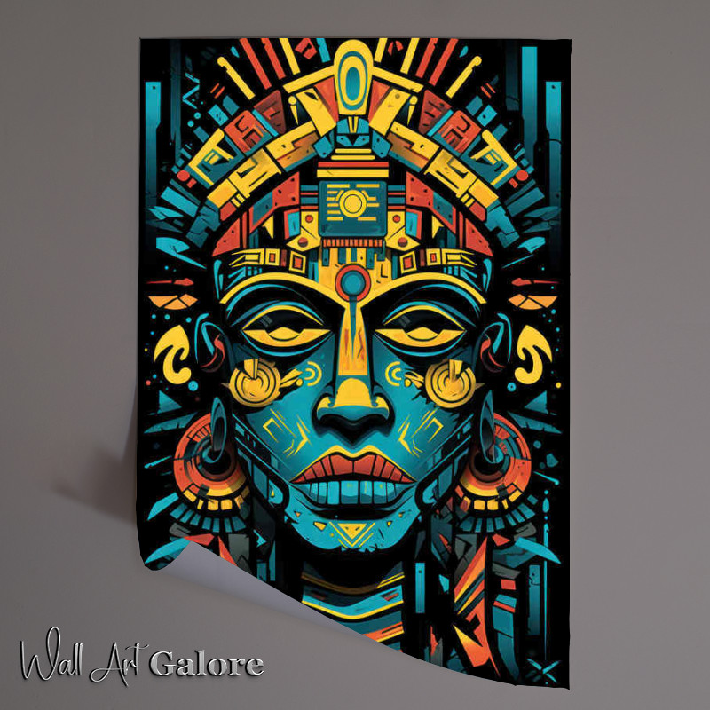 Buy Unframed Poster : (Aztec Art deco mans face)
