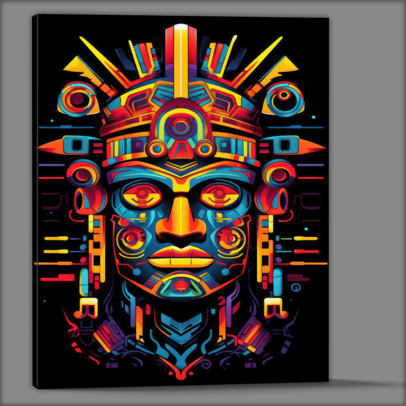 Buy Canvas : (Aztec Man with striking colourful features)