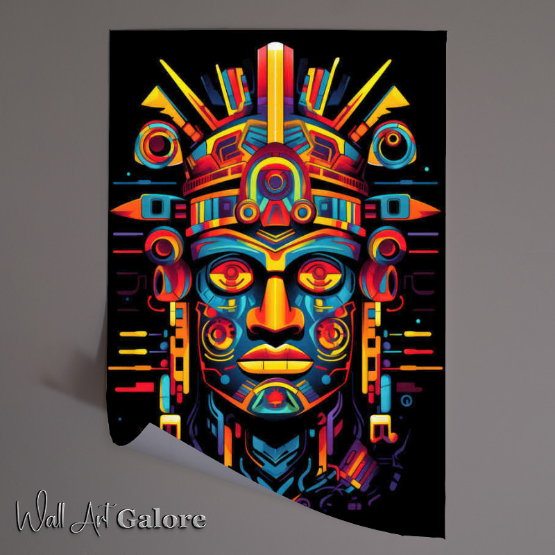 Buy Unframed Poster : (Aztec Man with striking colourful features)