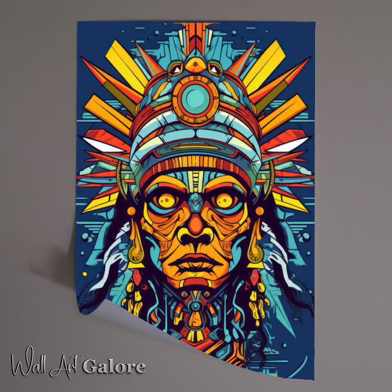 Buy Unframed Poster : (Aztec face post modern abstract style)
