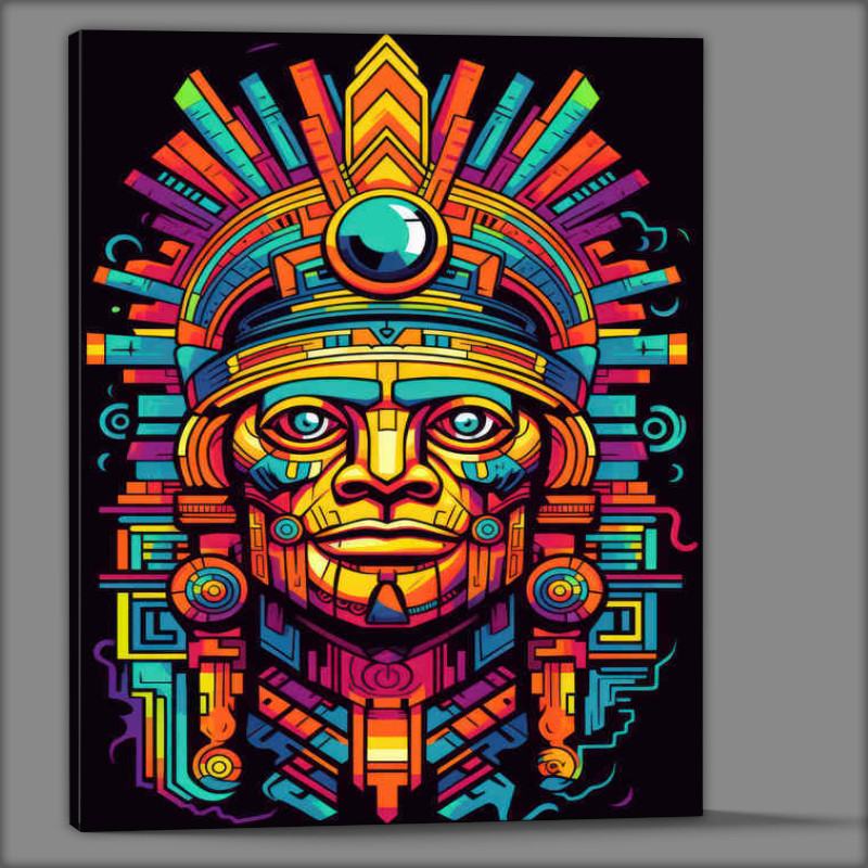 Buy Canvas : (Aztec head in a abstract style)