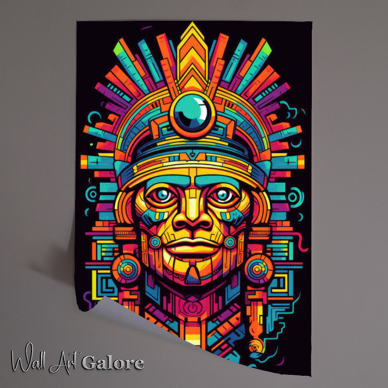 Buy Unframed Poster : (Aztec head in a abstract style)