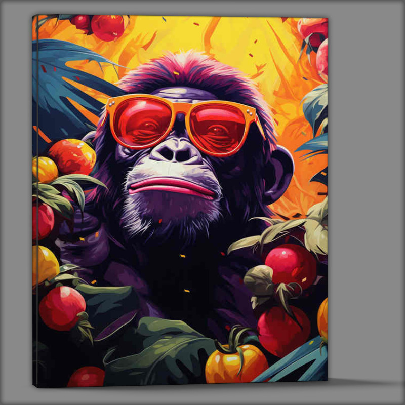 Buy Canvas : (Monkey enjoying life with red sunglesses)