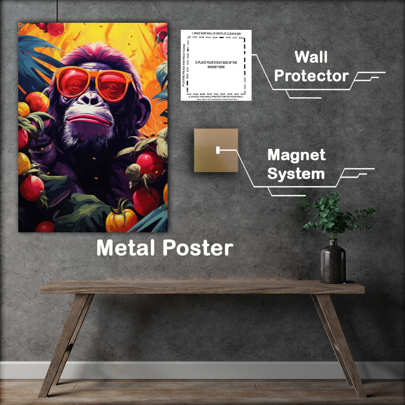 Buy Metal Poster : (Monkey enjoying life with red sunglesses)