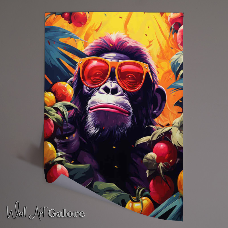 Buy Unframed Poster : (Monkey enjoying life with red sunglesses)