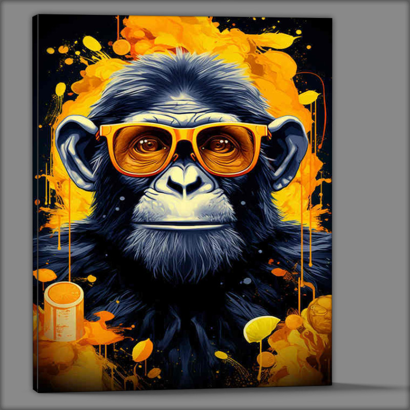 Buy Canvas : (Monkey in yellow sunglasses enjoying life)