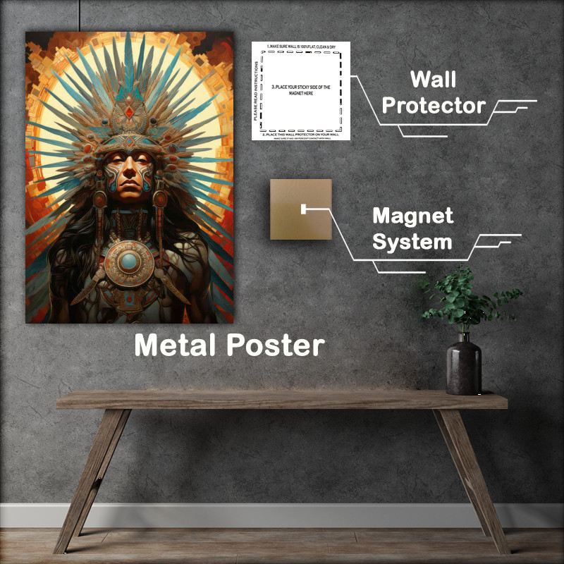 Buy Metal Poster : (Native american warrior Battle ready)