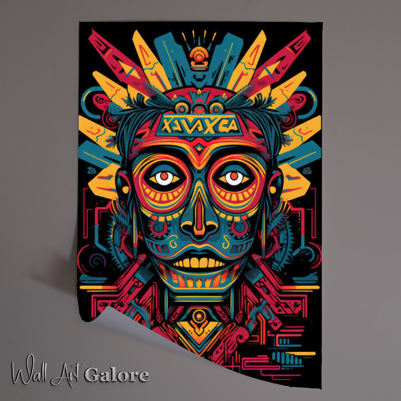 Buy Unframed Poster : (Postmodern mans face in a aztec style)