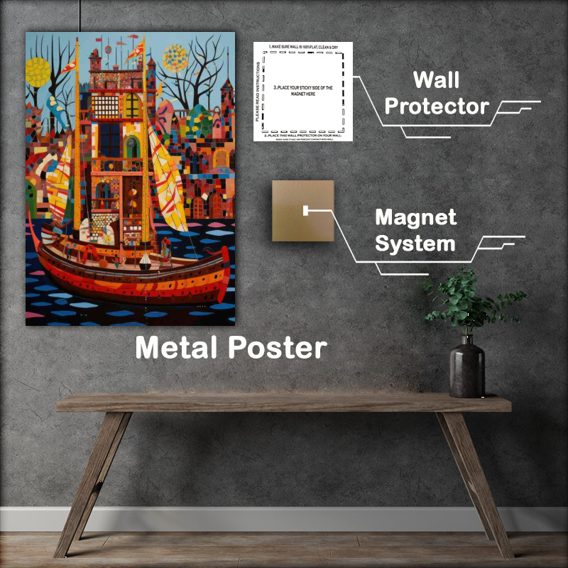 Buy Metal Poster : (Boundless Horizons The Freedom of Boats on the Ocean)