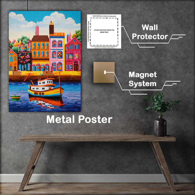 Buy Metal Poster : (Navigating the Blue A Visual Journey with Boats at Sea)