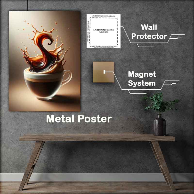 Buy Metal Poster : (Americano Artistry Waters Dance with Espresso)