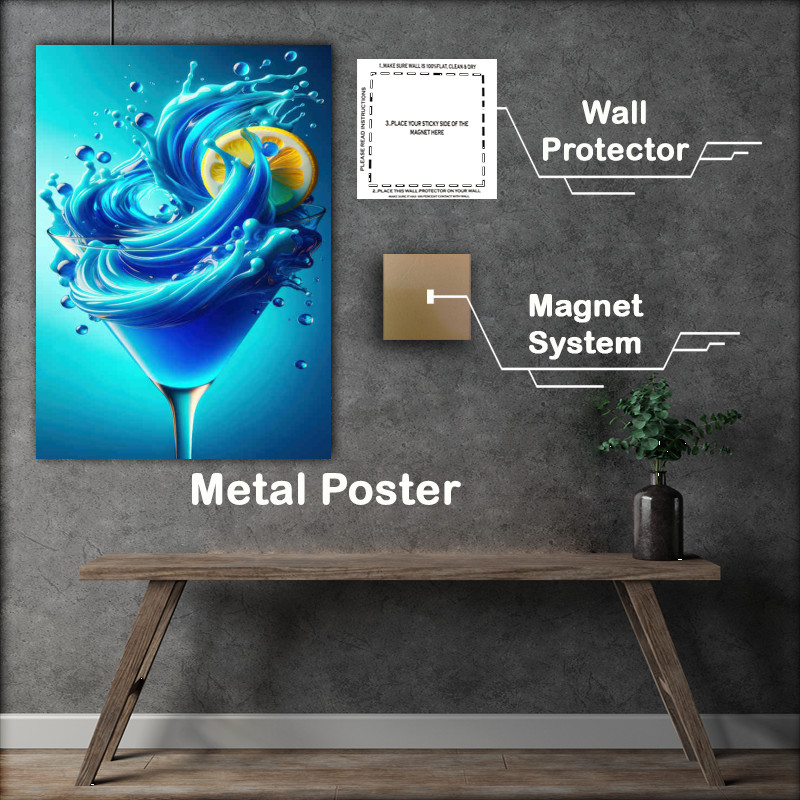 Buy Metal Poster : (Blue Lagoon Allure Vivid Blue and Citrus Close up)