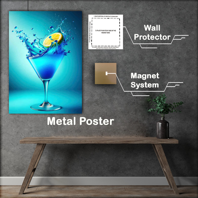 Buy Metal Poster : (Blue Lagoon Beauty Citrus Splash in Vibrant Blue)