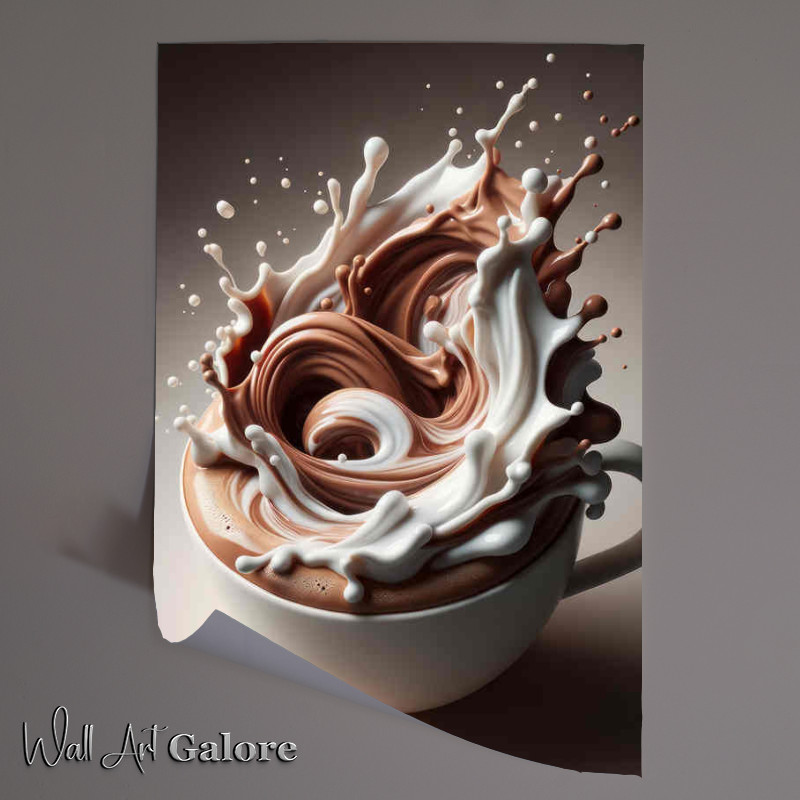 Buy Unframed Poster : (Cappuccino Craftsmanship Frothy Swirls and Splash Close up)