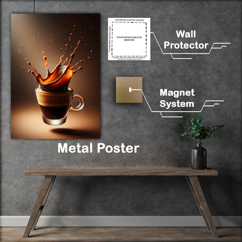 Buy Metal Poster : (Espresso Intensity Dynamic Splash in Demitasse)
