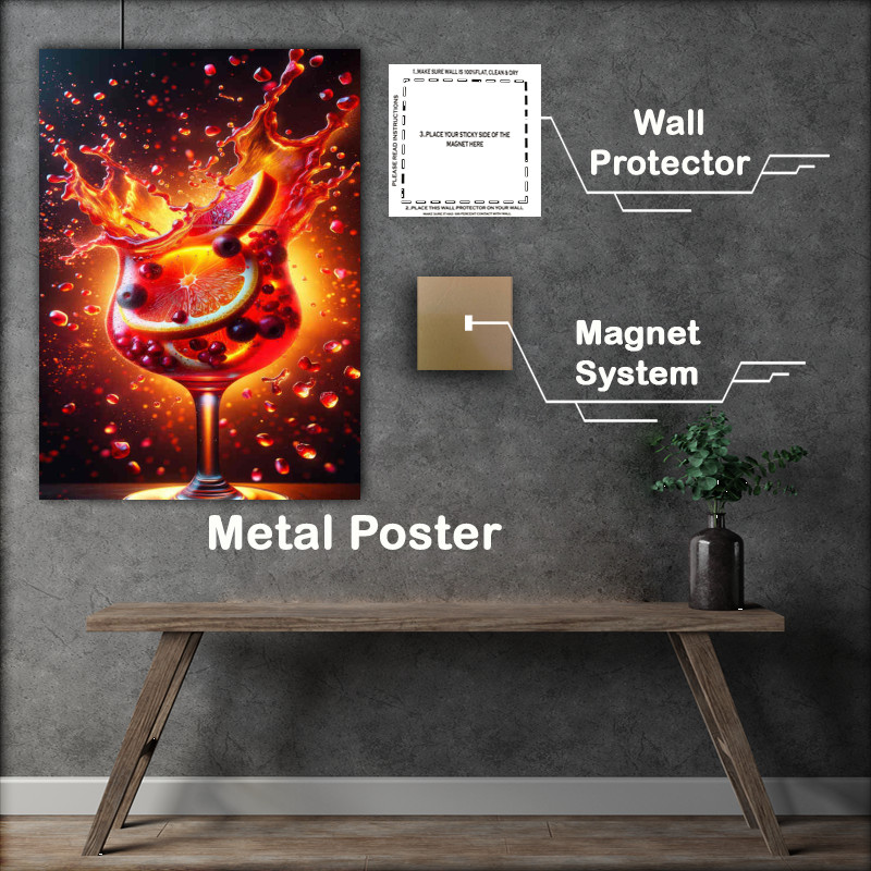 Buy Metal Poster : (Fiery Tequila Sunrise Citrus Meets Pomegranate Burst)