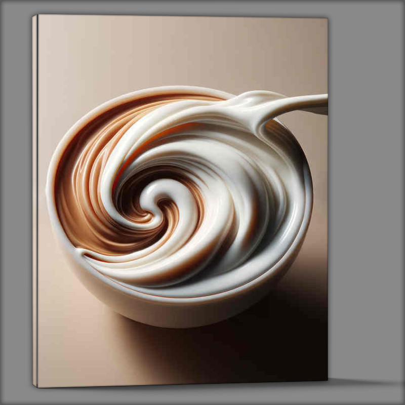Buy Canvas : (Flat White Flow Silky Milk Meets Coffee Close up)
