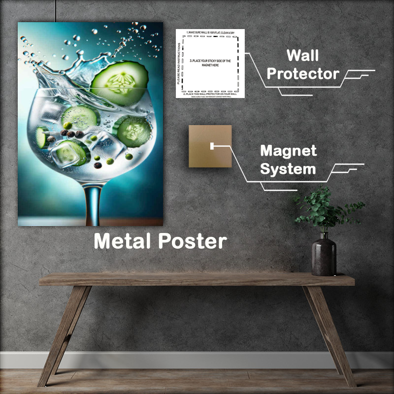 Buy Metal Poster : (Gin and Tonic Brilliance Cucumber Coolness Illuminated)