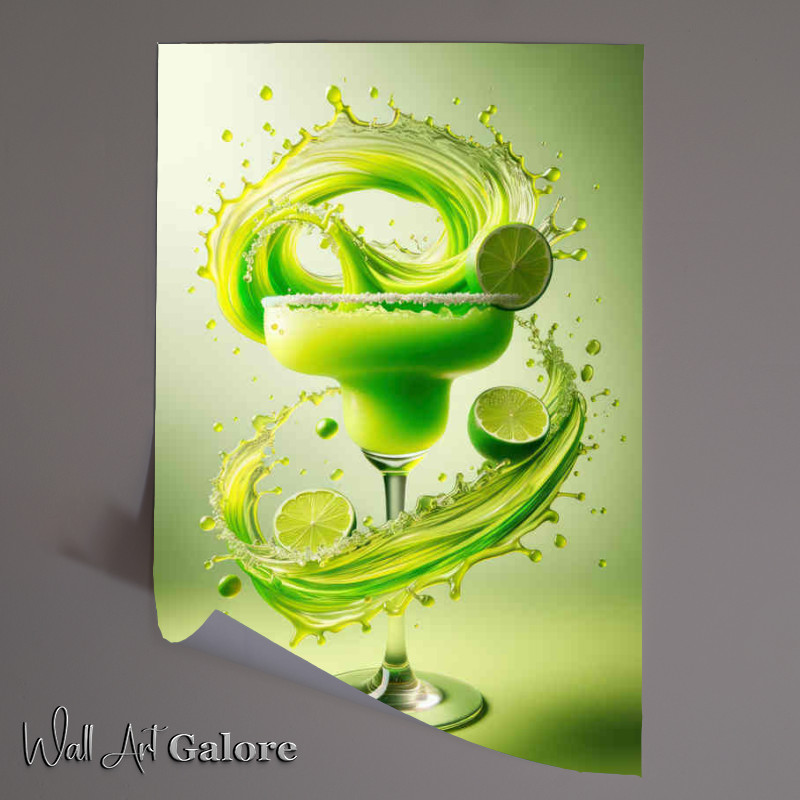 Buy Unframed Poster : (Green Apple Margarita Citrus Swirls and Dynamic Splash)
