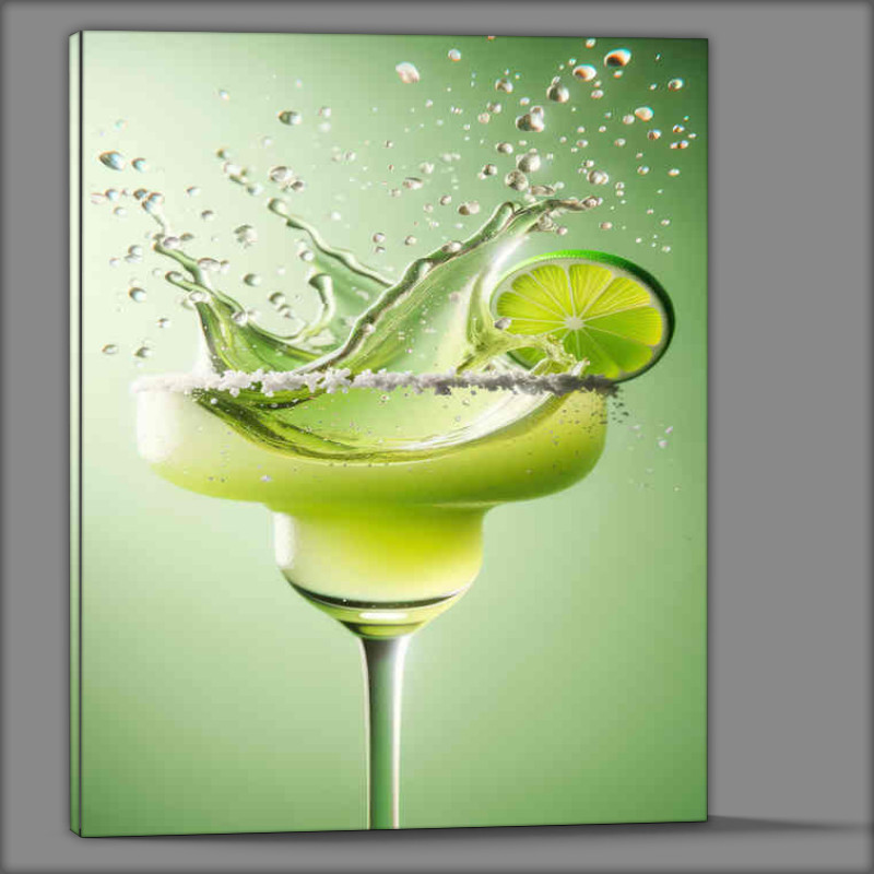 Buy Canvas : (Margarita glass with lime green liquid splashing out)