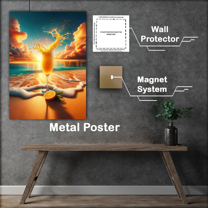 Buy Metal Poster : (Mimosa Magic Champagne Fusion at Beach Sunrise)