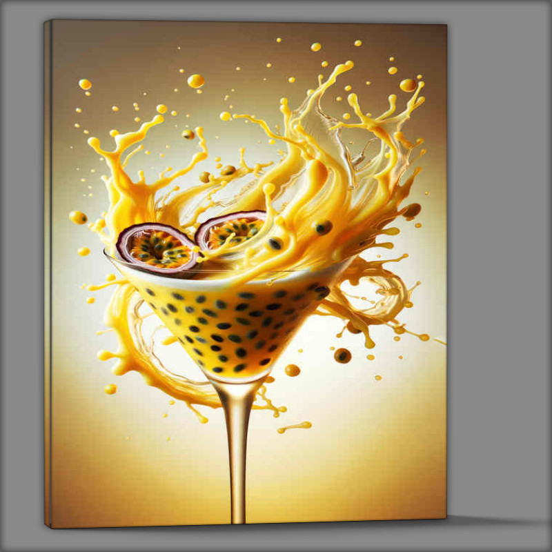 Buy Canvas : (Passion Fruit Martini Vivid Swirls and Splash Close up)
