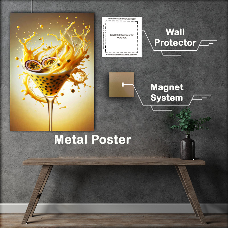 Buy Metal Poster : (Passion Fruit Martini Vivid Swirls and Splash Close up)