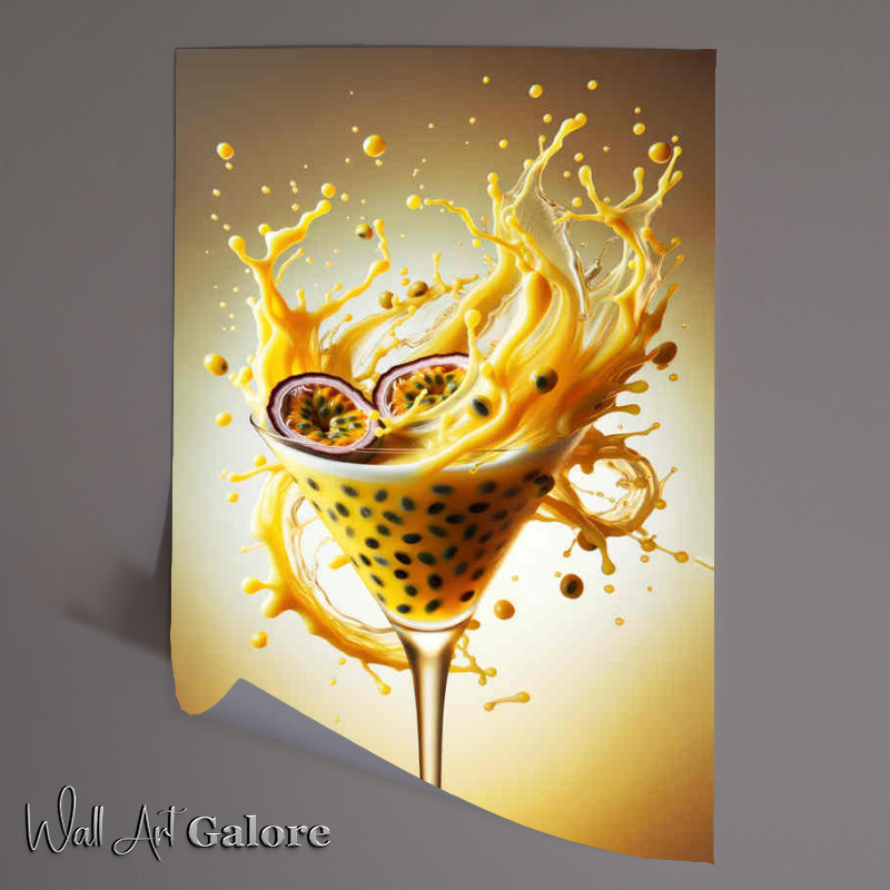 Buy Unframed Poster : (Passion Fruit Martini Vivid Swirls and Splash Close up)