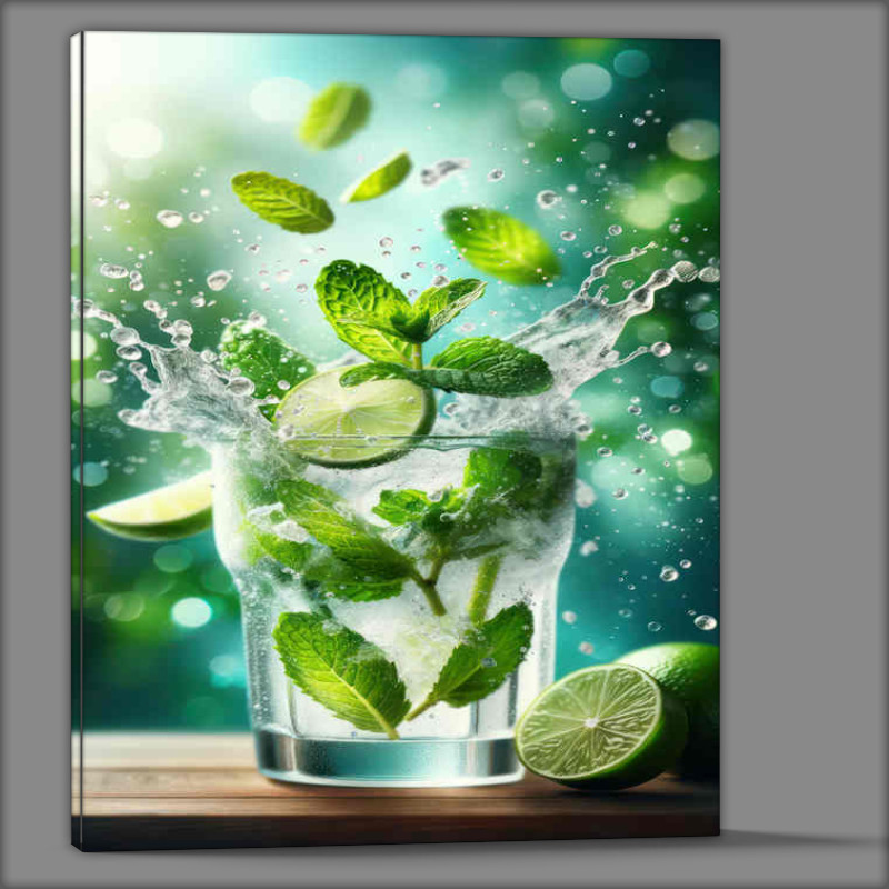 Buy Canvas : (Refreshing Mojito Magic Mint Leaves Take Flight)