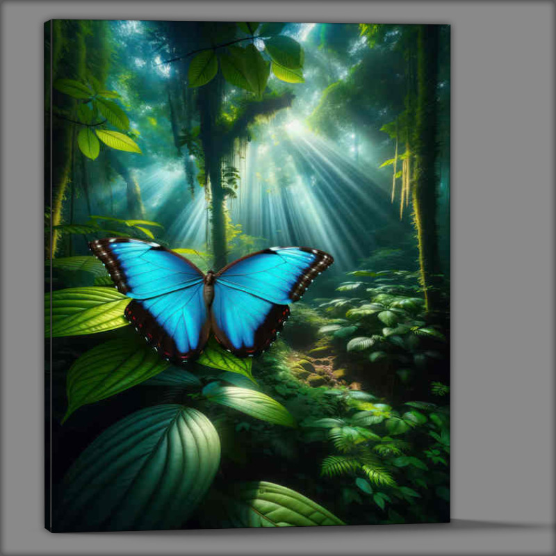 Buy Canvas : (Blue Morpho butterfly renowned for its striking blue wings)