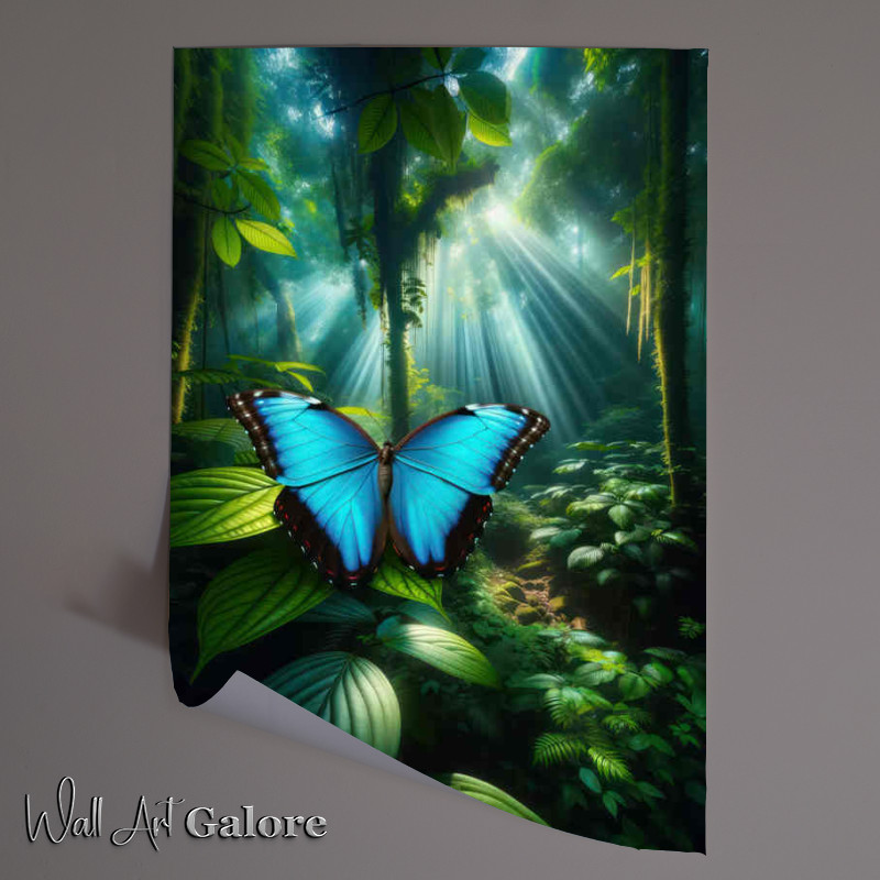 Buy Unframed Poster : (Blue Morpho butterfly renowned for its striking blue wings)
