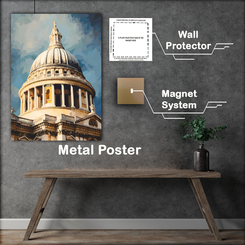 Buy Metal Poster : (A painting style of St Pauls dome in london)