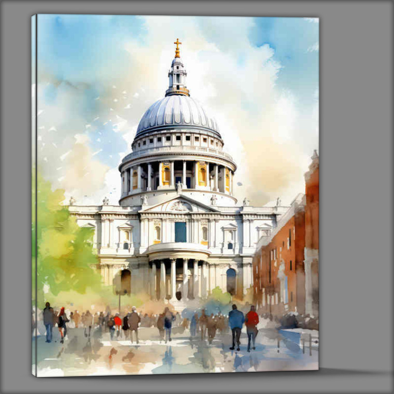 Buy Canvas : (Artistic style of st pauls in london city watercolour style)