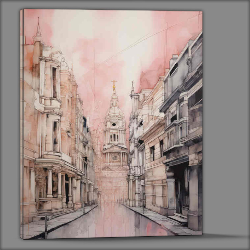 Buy Canvas : (Looking down a lindon street view soft tones)