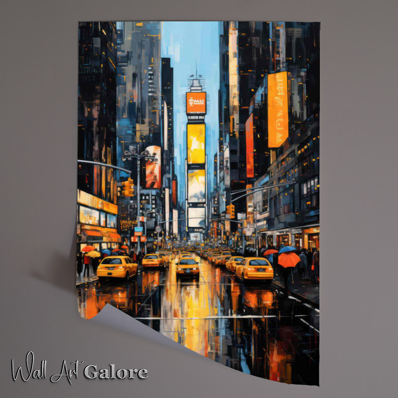 Buy Unframed Poster : (Painting of the city new your cabbies)