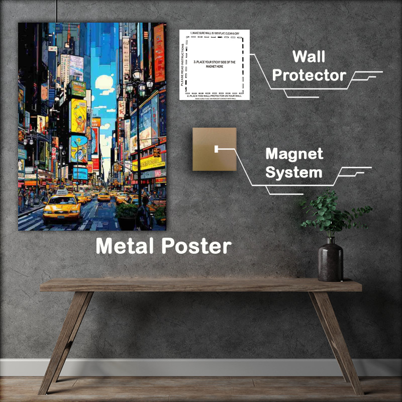 Buy Metal Poster : (Times square cabbies looking out for fares)